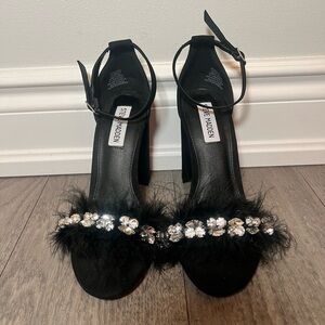 Steve Madden Black Heels with Crystal Accents